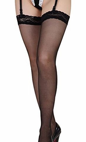 Demarkt New Fashion Sexy Suspender Stockings Stylish Lace Top Patterns Women Seamed Pantyhose Spaghetti Tights Sock Set Nylon amp; Spandex Leggings- 5 Colors (White)