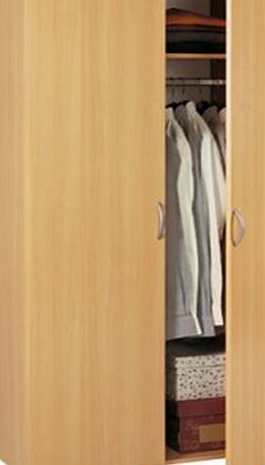 Demeyere Fusion Beech Wardrobe - 2 Door Wardrobe in Beech Finish - Bedroom Furniture Storage - Hanging Rail and Top Shelf