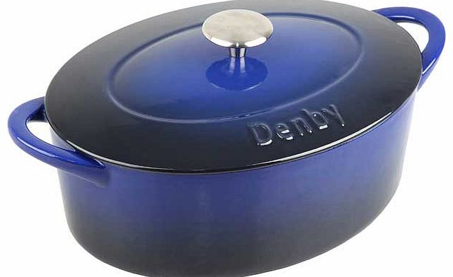 Denby Cast Iron 28cm Oval Casserole - Blue