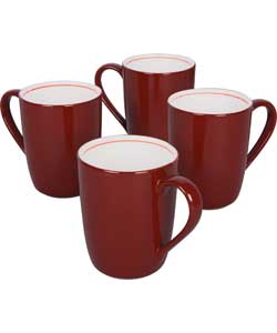 Intro Set of 4 Bistro Mugs - Red