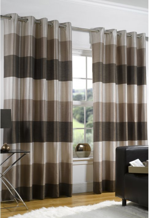 Chocolate Lined Eyelet Curtains
