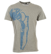 Denham Nam Grey T-Shirt with Printed Design
