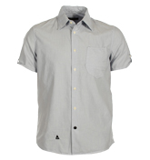 Denham Plain Short Sus White and Blue Stripe Shirt