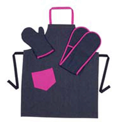 denim and Pink double oven glove