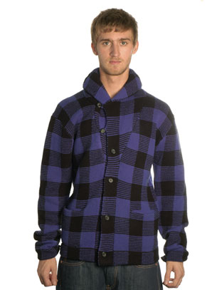 D.I.E Shawl Collar Plaid Knitwear