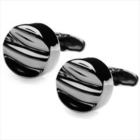 denisonboston Black Ripple Cufflinks by