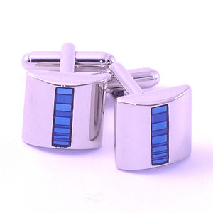 Denisonboston Blue Enamel and Alloy Cufflinks