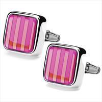 denisonboston Pink Dandy Stripe Cufflinks by
