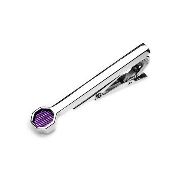 denisonboston Purple Roman Stripe Tie Clip by