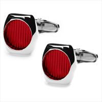 denisonboston Red Skimm Stripe Cufflinks by