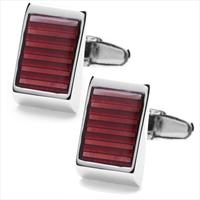 denisonboston Red Targa Stripe Cufflinks by
