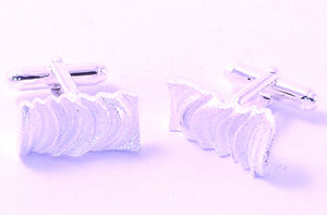 Denisonboston Silver Ripple Cufflinks
