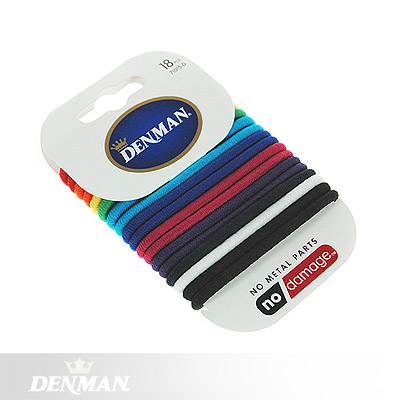 Denman Elastic Coloured Hairbands - 18 Pack