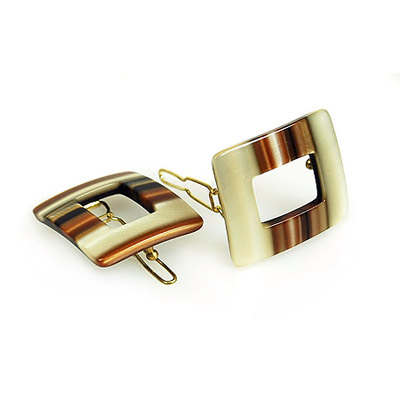 Square Brown Faded Hair Clips - 2 Pack -