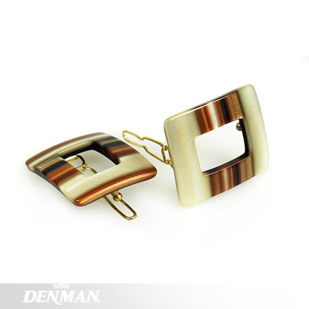 Denman Square Brown Faded Hair Clips - 2 Pack