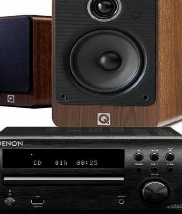 Denon DM39 (RCD-M39DAB) (Black) Micro CD Receiver System with Q Acoustics 2020i Speakers (Walnut). Include