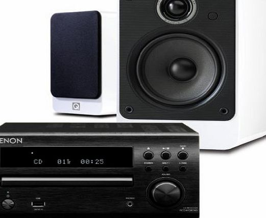 Denon RCD-M39DAB (Black) Micro CD Receiver System with Q Acoustics 2010i Speakers (Gloss White). Includes 