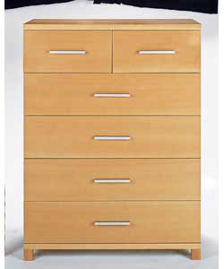 Denver Chest with 4 Wide and 2 Narrow Drawers - Beech