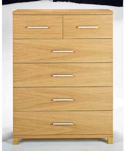 Denver Chest with 4 Wide and 2 Narrow Drawers - Oak