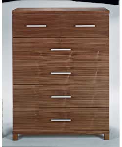 Chest with 4 Wide and 2 Narrow Drawers - Walnut