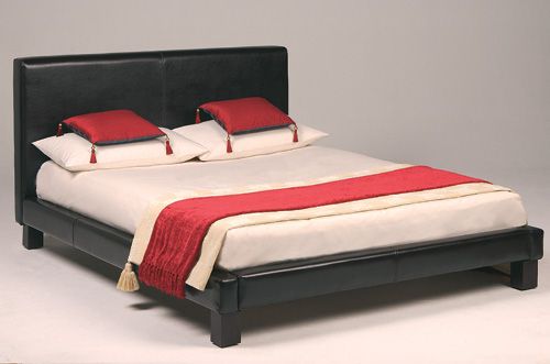 Dark Brown Faux Leather Bed - 5ft