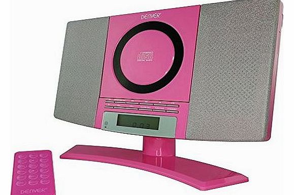 Denver  MC-5220 Pink Wall Mountable Music System CD, FM Radio, Clock 