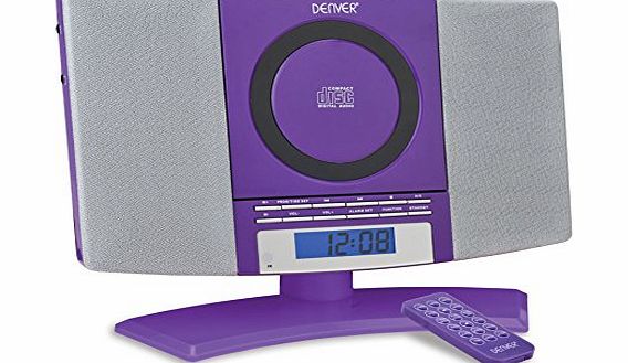 Denver  MC-5220, Purple, Wall-Mountable, Music System, CD, FM Radio, Clock amp; Alarm function, Remote Control