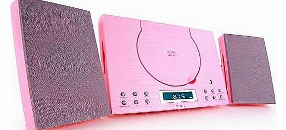 MC-5010 Pink Wall Mountable Micro Music Center CD FM Radio Aux In Clock/Alarm