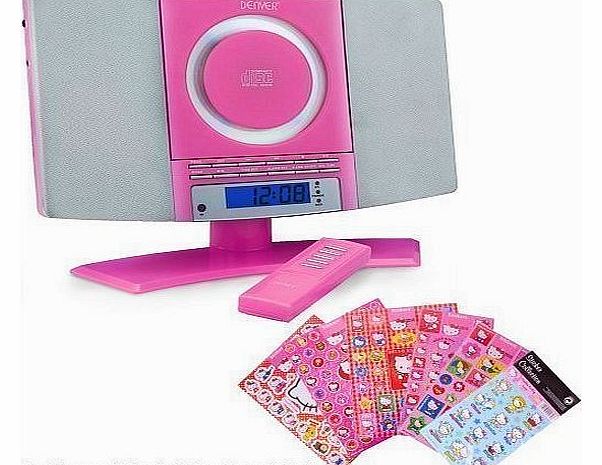 Denver Mini stereo compact system alarm clock CD-player aux radio Denver MC-5220 pink