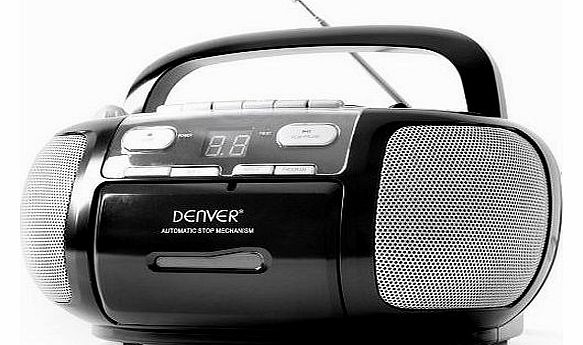Stereo Boombox CD Player Cassette Radio LED display repeat DENVER TCP 35BLACK
