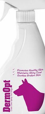 DermOpt Coat Care Spray for Dogs with itchy skin problems (500ml) - antifungal and antibacterial - try it instead of dog shampoo for dry, flaky and itchy skin problems