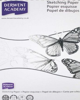 Derwent Academy A5 Portrait Sketch Pad, Wirebound Spine, 30 Sheets of Acid Free 110gsm Sketching Paper