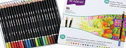 Derwent Academy Colour Pencils Tin Blendable Colouring Pencils (Set of 24)