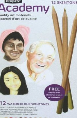 Derwent Academy Watercolour Skintones Tin Set of 12 Skin Coloured Watersoluble Pencils