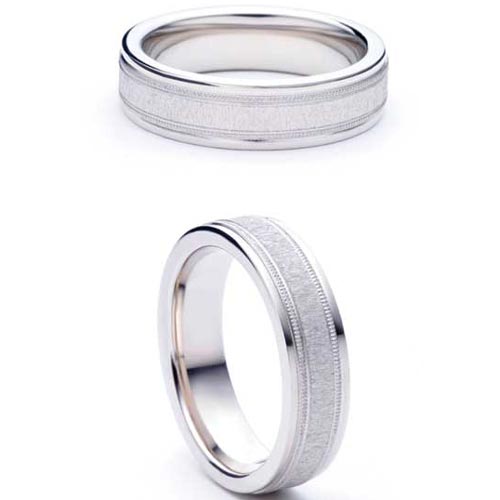 Deseo from Bianco 5mm Heavy D Shape Deseo Wedding Band Ring In Palladium