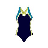Design Go Speedo Endurance Plus Element Cross Back Womens Swimming Costume (Blue/Green 38`)