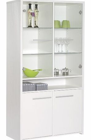 Designer Tall Glazed Display Cabinet, 175 x 83 x 40 cm, White