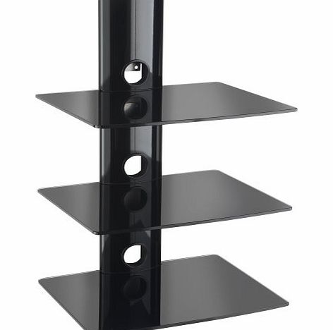 VonHaus by Designer Habitat 3 x Floating Black Glass Shelves Mount Bracket for DVD/Blu-Ray Player, Satellite/Cable Box, Games Console