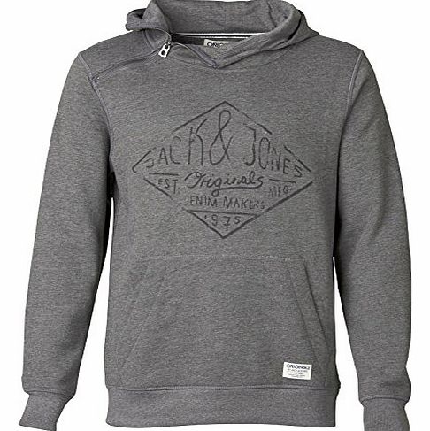 Mens JACK AND JONES Zip Zap Sweat Hoody Grey Guys Gents (XL Fit Chest 45`` (114cm))