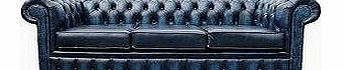 Chesterfield 3 Seater Antique Blue Leather Sofa Offer