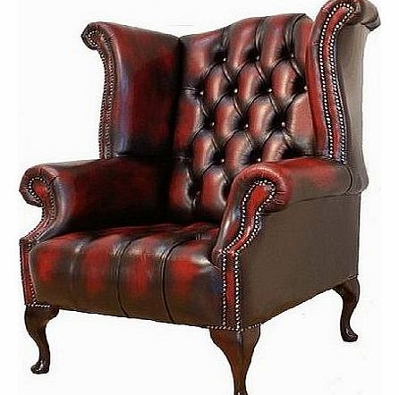 Designer Sofas4u Chesterfield Buttoned Seat Queen Anne High Back Wing Orthopedic Chair UK Manufactured Antique Oxbloo