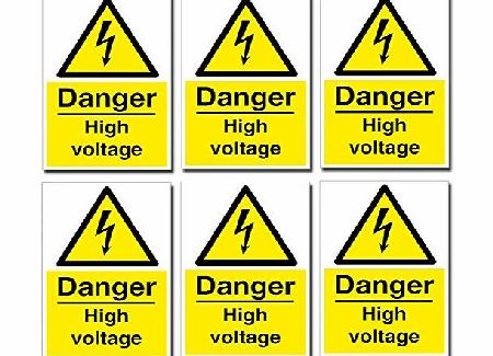 DestinationVinyl 6 x Small Danger High Voltage Stickers Health and Safety Sign Electrical #0220 (Self Adhesive)
