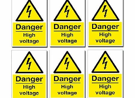 DestinationVinyl 6 x Small Danger High Voltage Stickers Health and Safety Sign Electrical #0220 (Self Adhesive)