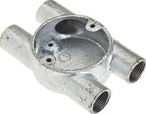 Deta, 1228[^]2362J Galvanised Metal Conduit 4-Way H Box 20mm