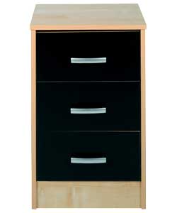Detroit 3 Drawer Bedside Chest - Black