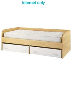 Bed with Cream Drawers with Comfort Mattress