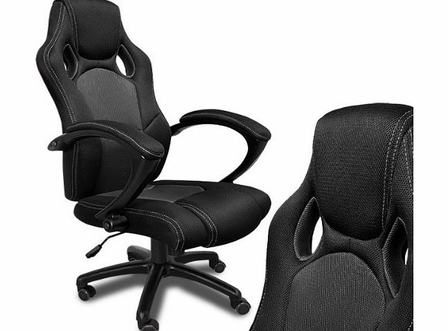 Desk chair swivel PC office chair Tilt Function Padded Adjustable Height Ergonomic Textile Black Grey