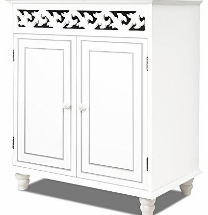 White wooden cupboard cabinet sideboard 2 doors furniture freestanding