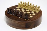 Deverell Games 7` Magnetic round chess set with sliding drawer and pieces