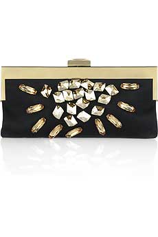 Devi Kroell Gem embellished satin clutch